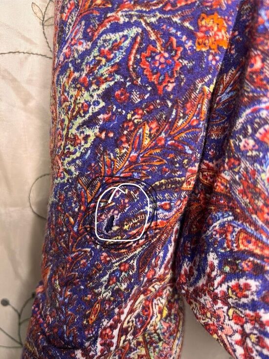 Zara Women's Paisley Print Blazer Size S Multicolor Mid-Length Jacket - Picture 3 of 9